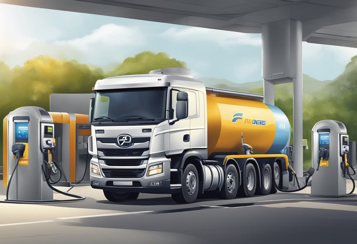 hvo-diesel-truck-dispensing-fuel What is HVO Diesel: A fuel truck dispenses HVO Diesel into a large storage tank at a gas station. The nozzle is inserted into the tank, and the fuel flows steadily