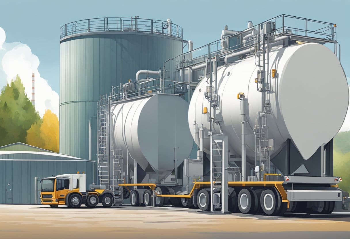 fuel-truck-dispenses-HVO-Diesel What is HVO Diesel: A fuel truck dispenses HVO Diesel into a large storage tank at a gas station. The nozzle is inserted into the tank, and the fuel flows steadily